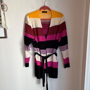 Lane Bryant Women’s knit Colorful Striped open front cardigan Sweater size 14/16
